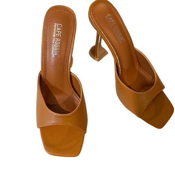 Cape Robbin Tan Open Toe Square Heel Size 8 - Picture 4 of 12